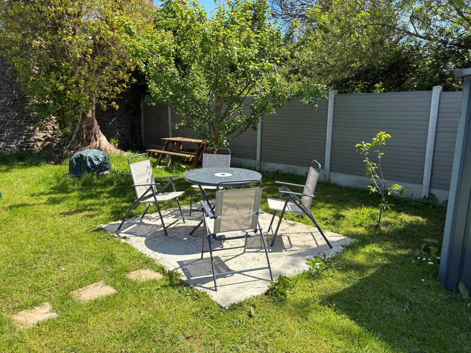 Private garden seating area